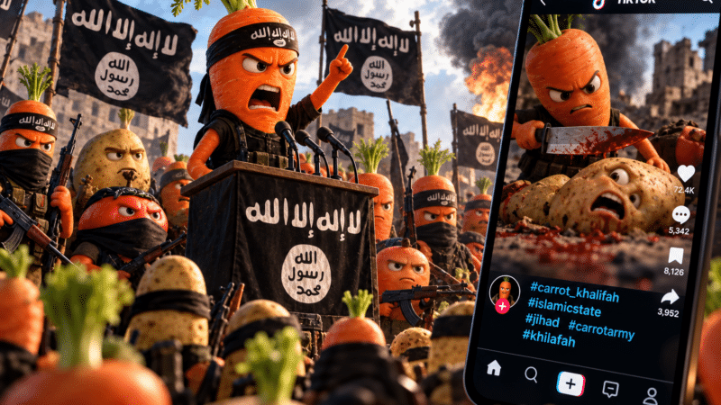 Carottes jihadistes et pommes de terre suprémacistes : quand l&rsquo;IA déguise la violence en dessin animé
